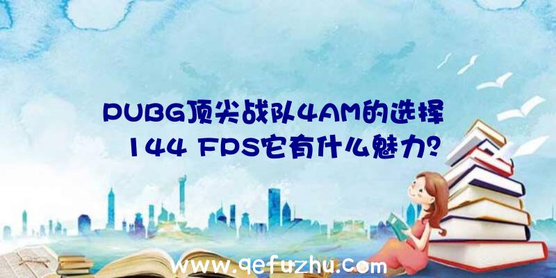 PUBG顶尖战队4AM的选择